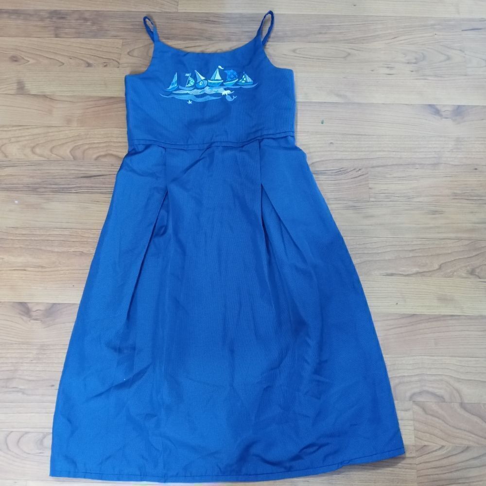 Chocolate Soup blue boat embroidery dress size 6X
